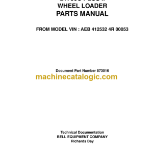 Bell L1706C Plus II Wheel Loader Parts Manual (873016)