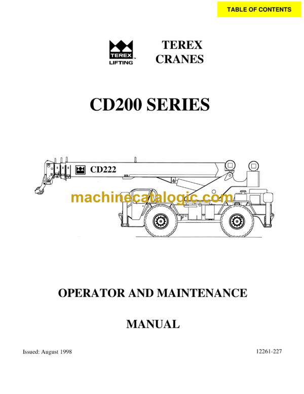 Terex CD200 Series Crane Operator and Maintenance Manual