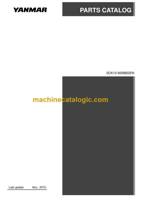 Yanmar VIO27-3 Excavator Parts Catalog (0CK10-M39802EN)