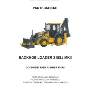 Bell 315SJ MKII Backhoe Loader Parts Manual (874111)