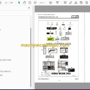 Bell 315SJ MKII Backhoe Loader Parts Manual (874111)