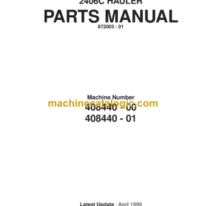 Bell 2406C Hauler Parts Manual (872003 - 01) (Machine Number 408440 - 00, 408440 - 01)