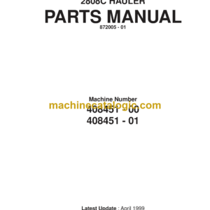 Bell 2808C Hauler Parts Manual (872005-01, April 1999)