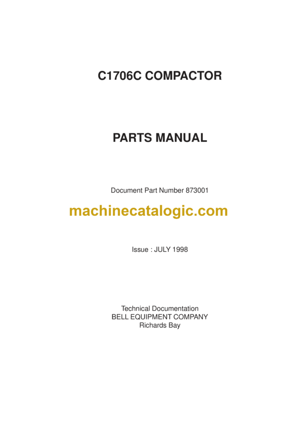 Bell C1706C Compactor Parts Manual (873001)