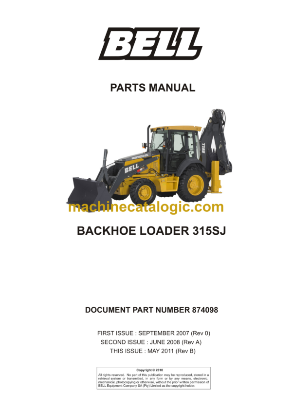 Bell 315SJ Backhoe Loader Parts Manual (874098)