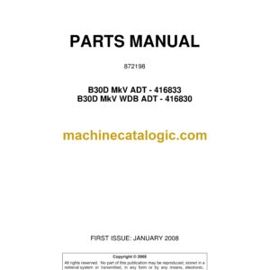 Bell B30D Mk V ADT - 416833 B30D Mk V WDB ADT - 416830 Articulated Dump Truck Parts Manual (872198)