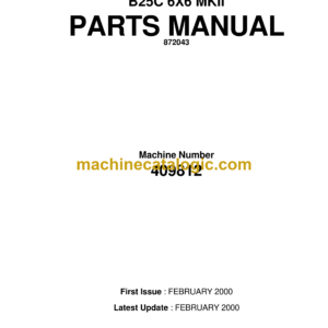 Bell B25C 6X6 MKII Articulated Dump Truck Parts Manual (872043, -01)