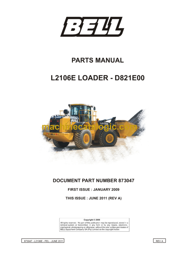 Bell L2106E Loader D821E00 Parts Manual (873047)