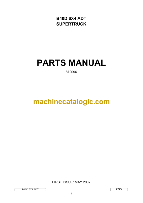 Bell B40D 6X4 ADT Supertruck Parts Manual (872096)