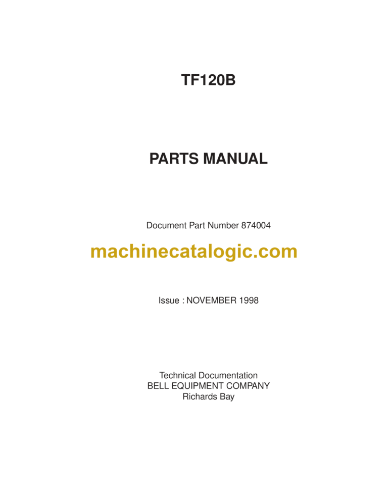 Bell TF120B Tracked Feller Buncher Parts Manual (874004)