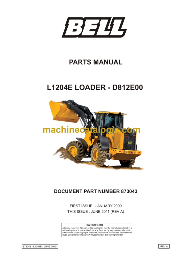 Bell L1204E Loader D812E00 Parts Manual (873043)