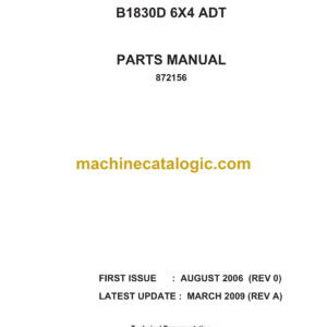 Bell B1830D 6X4 ADT Articulated Dump Truck Parts Manual (872156)