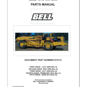 Bell B30L 1015 4X4 Mk II Articulated Dump Truck Parts Manual (874113)