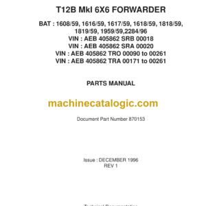 Bell T12B Mk I 6X6 Forwarder Parts Manual (870153)