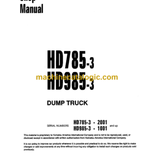 Komatsu HD785-3, HD985-3 Dump Truck Shop Manual (SEBM05610311)