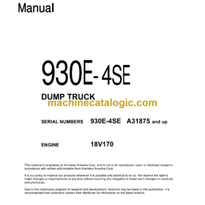 Komatsu 930E-4SE Dump Truck Shop Manual (CEBM030102)