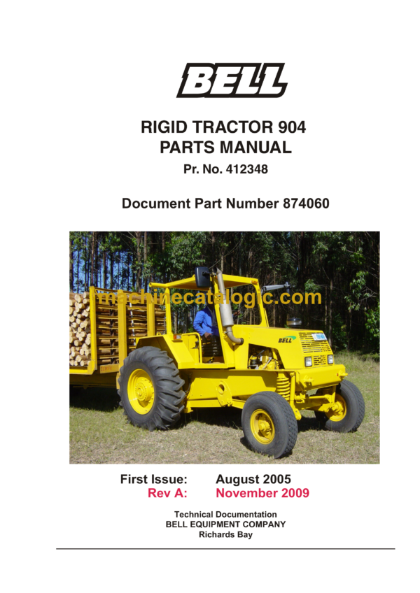 Bell 904 Rigid Tractor Parts Manual (874060)