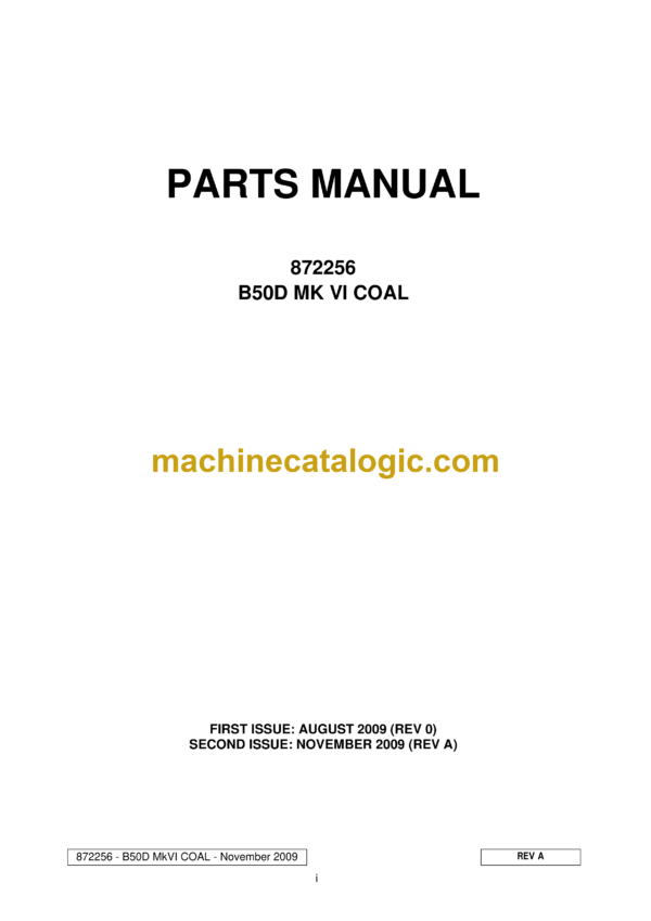 Bell B50D MK VI Coal Parts Manual (872256)