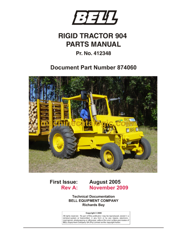 Bell 904 Rigid Tractor Parts Manual (874060)