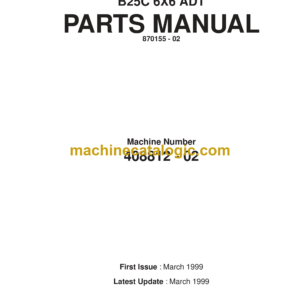 Bell B25C 6x4 ADT Articulated Dump Truck Parts Manual (870155-02)