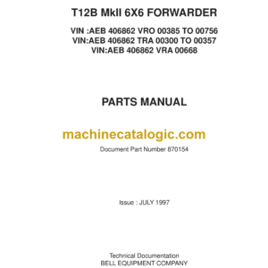 Bell T12B Mk II 6X6 Forwarder Parts Manual (870154)