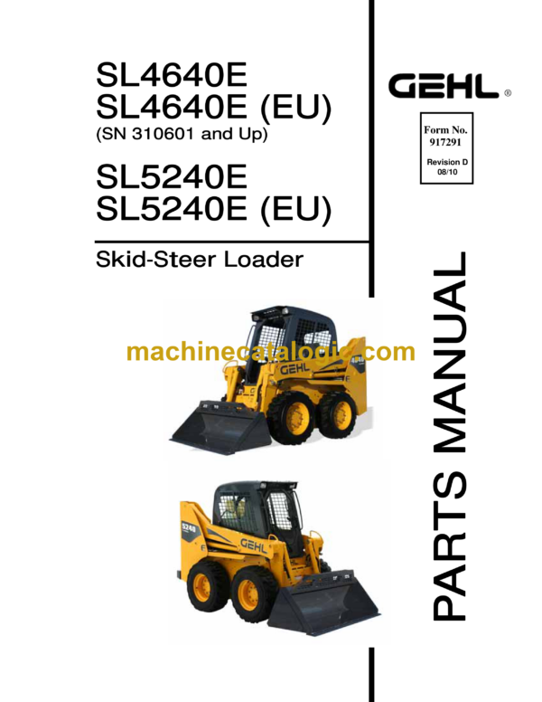 Gehl SL4640E, SL5240E Skid Loader Parts Manual (917291D)