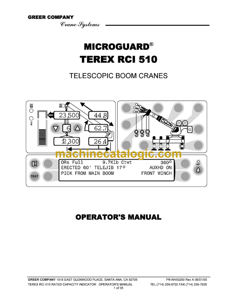 Terex RCI 510 Microguard Telescopic Boom Cranes Operator's Manual