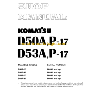 Komatsu D50A,P-17 D53A,P-17 Dump Truck Shop Manual (SEBM01301707)