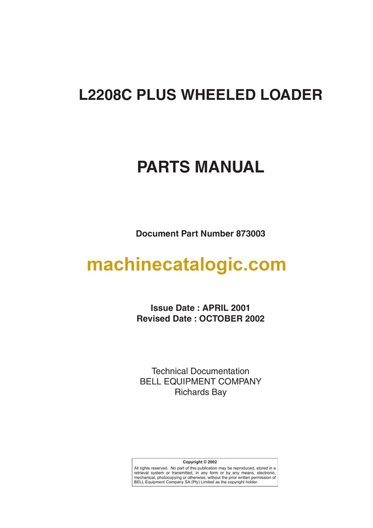 Bell L2208C Plus Wheeled Loader Parts Manual (873003)