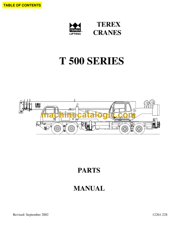 Terex T500 Series Crane Parts Manual (12261-228)