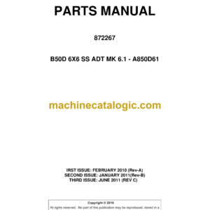 Bell B50D 6X6 SS ADT MK 6.1 Articulated Dump Truck Parts Manual (872267) (A850D61)