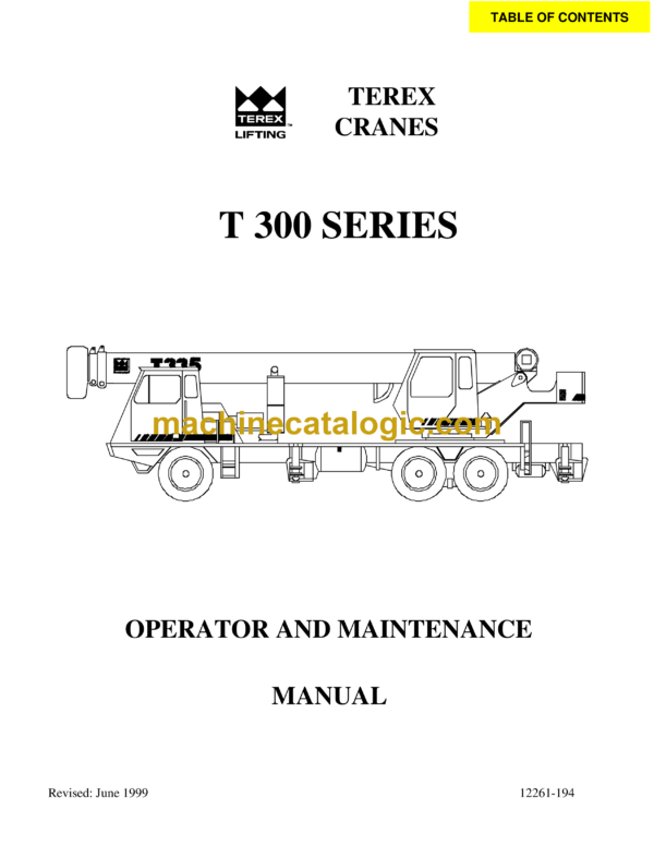 Terex T300 Series Crane Operator and Maintenance Manual