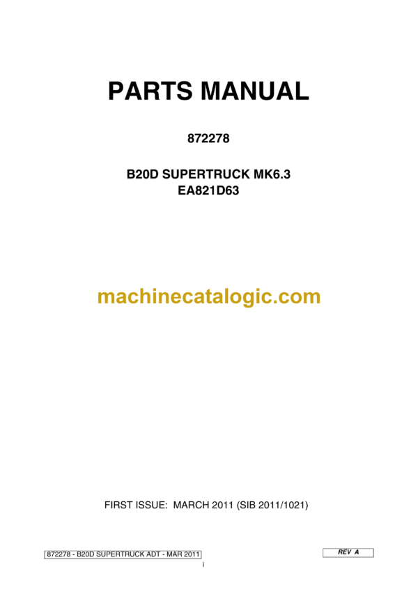 Bell B20D Supertruck MK6.3 Parts Manual (872278)