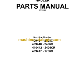 Bell 2808C, 2406C, 2406CR, 1766C Hauler Parts Manual (872054)