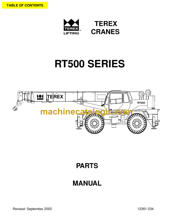 Terex RT500 Series Crane Parts Manual