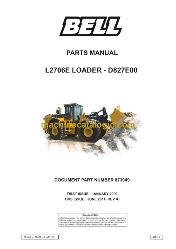 Bell L2706E Loader D827E00 Parts Manual (873049)