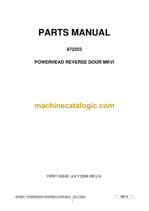 Bell Powerhead Reverse Door Mk VI Parts Manual (872253)