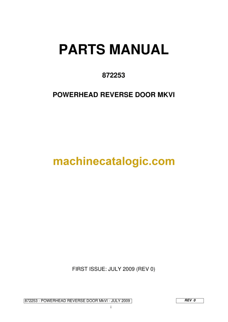 Bell Powerhead Reverse Door Mk VI Parts Manual (872253)