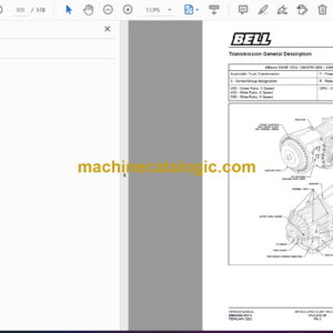 Bell B18E 6X4 ADT, B18E 6X6 ADT, B20E 6X4 ADT, 2304E Hauler, B25E 6X4 ADT, B25E 6X6 ADT, B30E 6X6ADT B30E 6X6ADT Tier 4i, 2806 Hauler & Articulated Dump Truck Service Manual (BN057846)