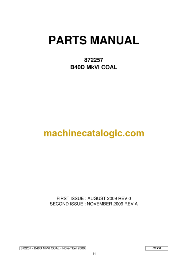 Bell B40D MkVI COAL Articulated Dump Truck Parts Manual (872257)