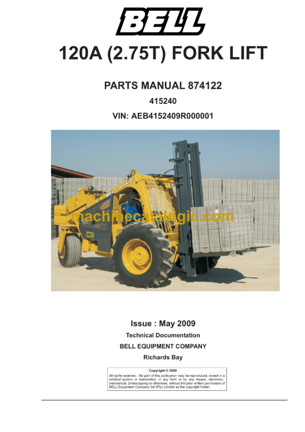 Bell 120A 2.75T Forklift Parts Manual (415240, 874019)