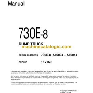 Komatsu 730E-8 Dump Truck Shop Manual (CEBM026602)