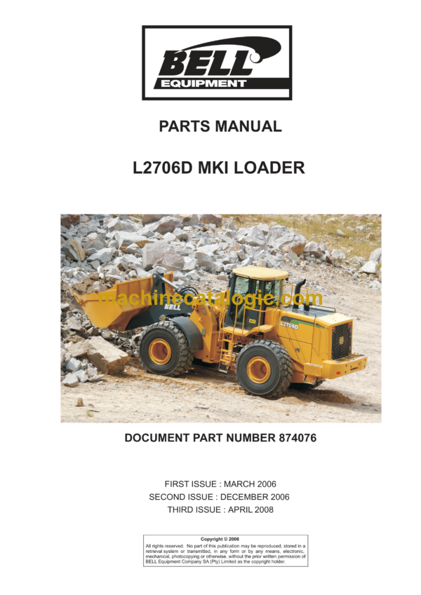 Bell L2706D Mk I Wheeled Loader Parts Manual (874076)