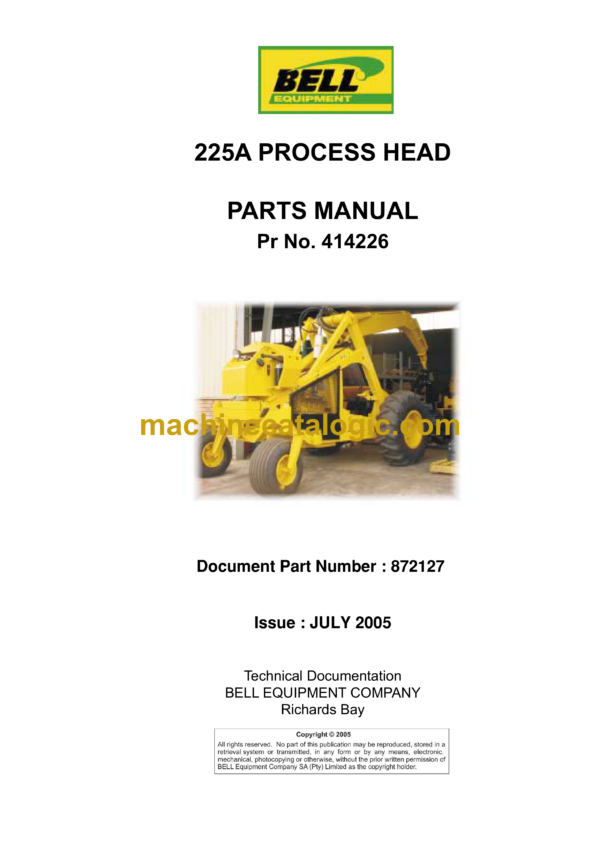 Bell 225A Process Head Parts Manual (872127)