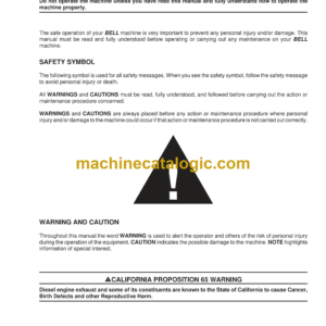 Bell B16B 6X2 Articulated Dump Truck Operator's and Maintenance Manual (870979)