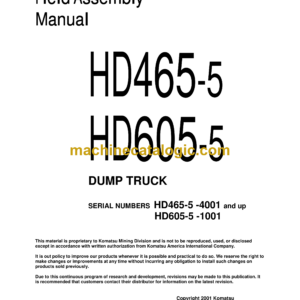 Komatsu HD465-5, HD605-5 Dump Truck Shop Manual (SEAWD00404)