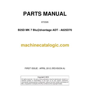 Bell B25D MK 7 Blu@dvantage ADT - A625D70 Articulated Dump Truck Parts Manual (872326)