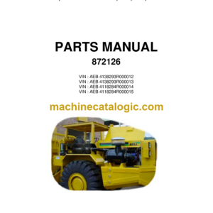 Bell B25L 4X4 MKII, 906, 210, SAHR, B30L 4X4 MKII, 906, 210, SAHR, B35L 4X4 ANGLO, 906, 210, SAH Articulated Dump Truck Parts Manual (872126)