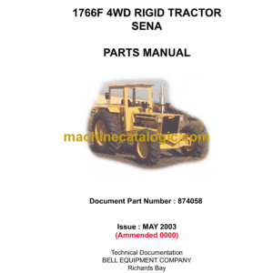 Bell 1766F 4WD Rigid Tractor Sena Parts Manual (874058, May 2003)