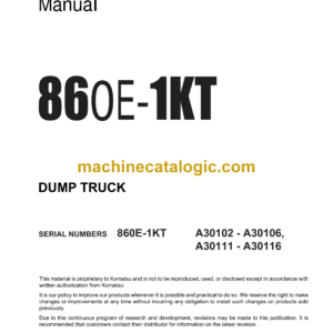 Komatsu 860E-1KT Dump Truck Shop Manual (CEBM025804)